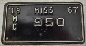 Mississippi 1967 Motorrad Nummernschild niedrige Nummer # 950 - Bild 1 von 1