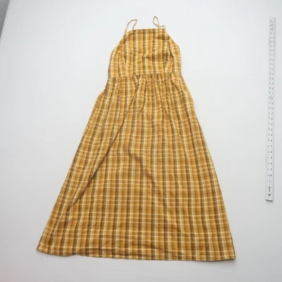 Old Navy Midi Dress Size Small Orange Plaid Autumn Fall Cottage Boho Casual - Image 1 of 4