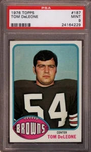 1976 TOPPS #187 TOM DeLEONE ☆ROOKIE☆ CLEVELAND BROWNS ☆ONLY 8 HIGHER☆ PSA 9 MINT - Picture 1 of 1