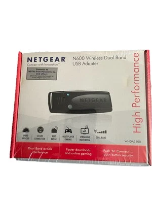Netgear N600 Wireless Dual Band USB Adapter High Performance NIB Sealed WNDA3100 - Image 1 of 4