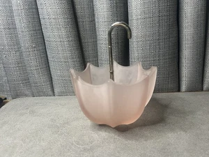 MCM Fenton mattiertes satiniertes Glas Regenschirm Schmuck Bonboniere 1950 rosa 5,75 Zoll - Bild 1 von 9