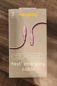 3' For Universal USB-C to USB-C Round Cable - heyday Pastel Lavender - Picture 1 of 2