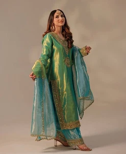 Trajes paquistaníes Salwar Kameez listos para usar fiesta de boda india Bollywood 3 piezas - Imagen 1 de 9