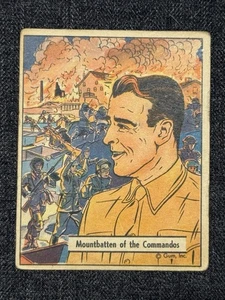 1942 GUM WAR R164 CARD #64 MOUNTBATTEN OF THE OLD COMMANDOS CREASE FREE VG - Picture 1 of 2