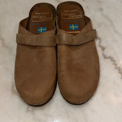 Brown Slip-On Loafers with Contoured Footbed Size38 Real Leather Made in Sweden - Image 1 of 4