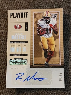 2017 Raheem Mostert Contenders Playoff Ticket Autograph SP /99 (RC) Rookie Auto - Image 1 of 2