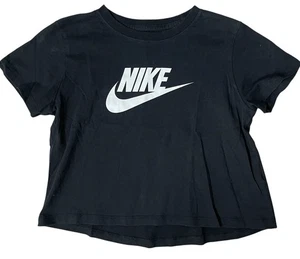 Nike Girls YLG Black Logo Cropped Tshirt - Picture 1 of 3