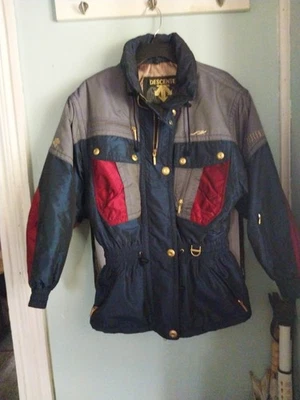 Beautiful Descente Jacket Womans 6 Blue Gold Ski Snow Parka Winter Coat Retro - Image 1 of 4