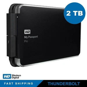 WD My Passport Pro Portable External Hard Drive 2TB Thunderbolt, WDBRMP0020DBK - Picture 1 of 8
