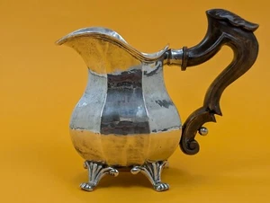Jarra de plata de ensueño elaborada noble mango de madera tallada plata 800 jarra - Imagen 1 de 12