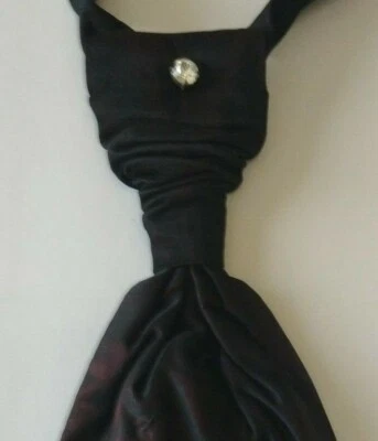 Corbata de boda Iridiscente Sólida Negra Púrpura Preatada Ascot Corbata Plastrón Italia Foto 1 de 4