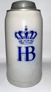 Antique Impressed Staatl. Hofbräuhaus, München late 1800s Stein Salt Glazed 1L - Picture 1 of 16