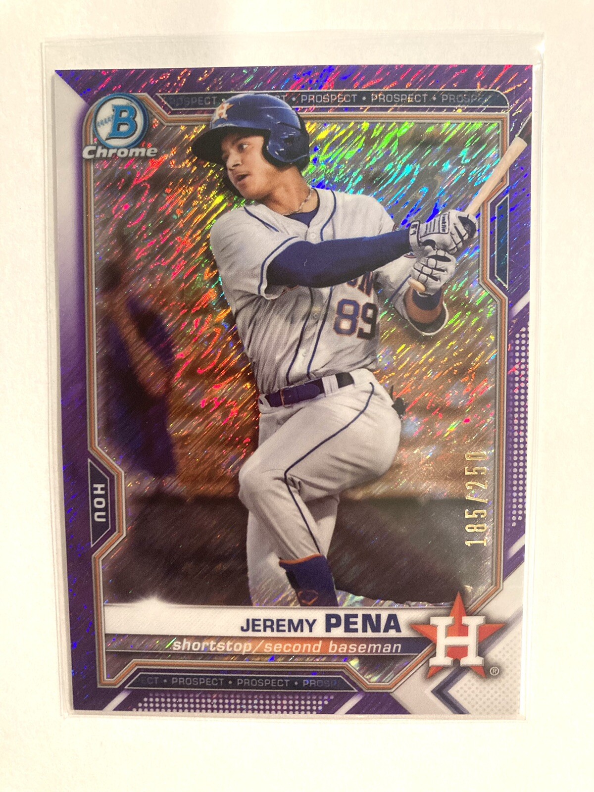 2021 Bowman Chrome Prospects Purple Shimmer Refractor /250 Jeremy Pena #BCP-190