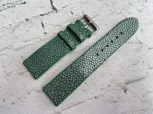 26mm 24mm 22mm 21mm 20mm 19mm 18mm 16mm Green Sting.ray Leather Watch Strap Band - Picture 1 of 10