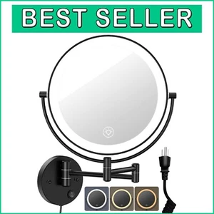 9-Inch Magnifying Double-Sided Wall Mount Makeup Mirror with Dimmable LED Lights - Picture 1 of 10