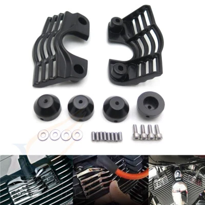 SPARK PLUG COVER KIT BLACK FINNED SLOTTED HEAD BOLT FOR HARLEY TOURING 99 - 14 - Image 1 of 4