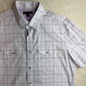 Mens Banana Republic L Shirt Pastel Plaid Lilac Button Down Flap Pocket Lavender - Picture 1 of 13