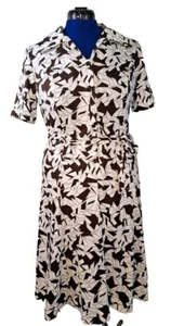 Vintage Workers Union Women's Dress 14 USA size Brown Short Sleaves Cool Design - Picture 1 of 15