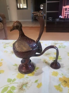 Antique Original Genuine Bronze Peacock Bird Incense Burner India - Picture 1 of 4
