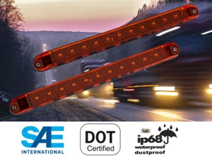2 Amber Yellow 17" LED Light Bar Waterproof Turn Signal Clearance Truck Trailer - Picture 1 of 7