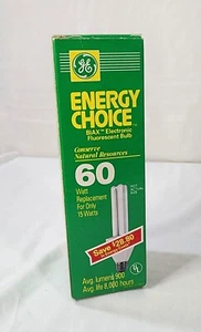 NOS GE Energy Choice BIAX Electronic Fluorescent 60 W Edison Base Light Bulb  - Picture 1 of 5