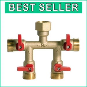 Premium Brass Garden Hose Splitter - Heavy-Duty 4 Way Connector, Leak-Proof - Picture 1 of 10