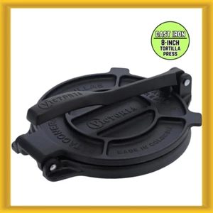 Victoria 8-inch Cast Iron Tortilla Press Pataconera Seasoned with Flaxseed Oil - Picture 1 of 5
