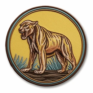 Homotherium Patch Iron-on Applique Extinct Prehistoric Wild Animal Badge - Picture 1 of 12