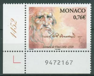 Mónaco 2002 Leonardo da Vinci 2595 esquina con número de arco nuevo - Imagen 1 de 1