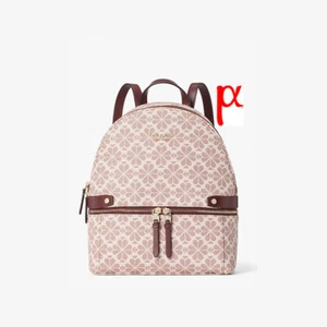 Mochila de día Kate Spade Spade de lona recubierta de flores mochila mediana rosa y bolsa antipolvo - Imagen 1 de 6