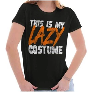 Distressed Halloween This Is My Lazy Costume Womens Top Junior Graphic Tee - Picture 1 of 7