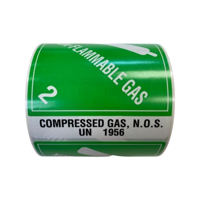 LABELS AND MORE 100 NON-Flammable 2 Compress Gas N.O.S. D.O.T UN 1956 Industrial Labels 4"X4.75"