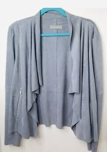 Bagatelle Collection Womens Faux Suede Blazer Jacket Large Gray Long Sleeve Zip - Picture 1 of 8