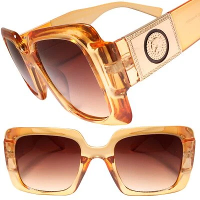 Look Rich Bling Famous Clubbing Hip Hop Rapper Style Brown Square Sunglasses - Image 1 of 3
