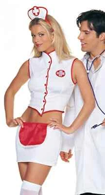 Sexy Disfraz de Enfermera Pierna Avenida CON Diadema (Enfermera Traviesa), Talla M/L, TOTALMENTE NUEVO Foto 1 de 4