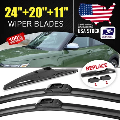 Limpiaparabrisas delantero 24"/20"/11" para Kia Soul 2010-2022 OEM (juego de 3) Foto 1 de 4