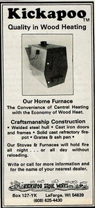 1977 Vintage Print Ad Kickapoo Stove Works Our Home Furnace Quality Wood Heating - Bild 1 von 2