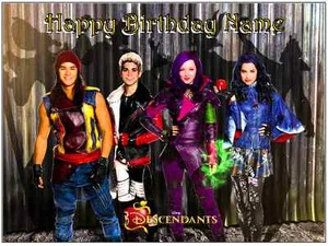 EDIBLE IMAGE CAKE TOPPER DISNEY DESCENDANTS ICING SUGAR SHEET PARTY DECORATION - Picture 1 of 1