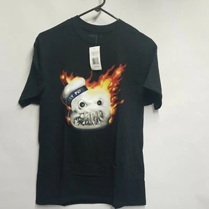 Black Ghostbusters Flaming Stay Puft Marshmallow Man On Fire T-Shirt Size Medium - Picture 1 of 9