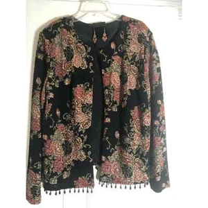 MSK Jacket Beaded fringe trim Special Occassion Formal Party XL & Match Earrings - Picture 1 of 5