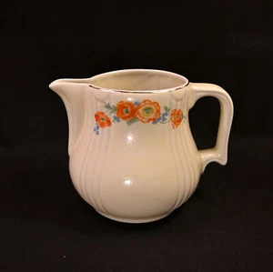 Jarra Hall jarra naranja Poppy Radiance #5 con borde de platino azul verde 1933-1953 - Imagen 1 de 15