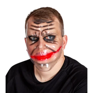 Evil Prankster Mask Transparent Halloween Horror Mens Ladies Fancy Dress Mask Ad - Picture 1 of 1