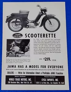 1959 CALSIC JAWA SCOOTERETTE VINTAGE MOTORRAD ORIGINALDRUCK ANZEIGE KOSTENLOSER VERSAND - Bild 1 von 1