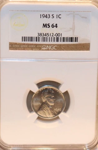 1943 S US Lincoln Steel 1c NGC MS64 Cover