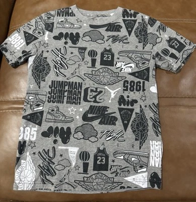 Air Jordan Boys 10-12 T-Shirt Michael Jordan Jumpman Nike Flight 23 1985 Gray - Image 1 of 3