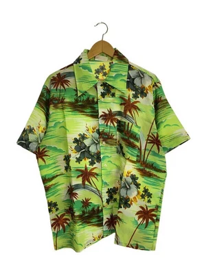 Camisa Aloha KINGS ROAD años 70 Sears, talla L, poliéster, verde, estampado integral Foto 1 de 4