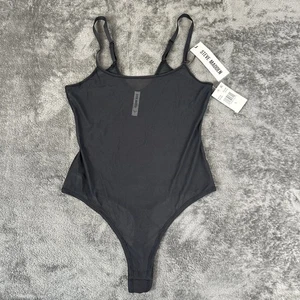 Steve Madden transparenter Netz Tanga Body groß schwarz Druckknopf Teddy verstellbare Träger - Bild 1 von 11