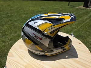 Yellow, Black and White HJC eLux 4 Motorcross Off-Road Helmet Size M - Picture 1 of 7
