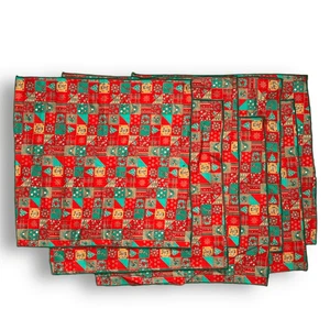 Manteles individuales rojo verde estampado de retazos de Navidad adorno de ángel de pascua - Imagen 1 de 6