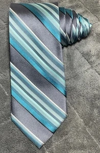Arrow Diagonally Striped Turquoise Silk Men's Neck Tie 61"L & 3.25"W - Picture 1 of 8